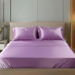 COOLBEDS LavenderSatin 400 TC Single Fitted Bedsheet With 2 Pillow Covers-image-78
