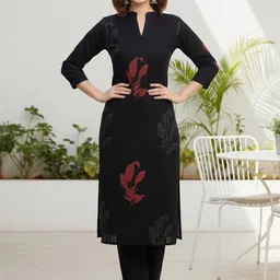 SZN Women Floral Printed Regular Pure Cotton Kurta with Trousers-picture-35