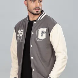 COLOR HUNT Men Typography Varsity Jacket with Embroidered-image-26