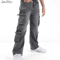 arias by lara dutta Arias Cotton Stretch Regular Fit Full Jeans With Cargo Pocket - Grey-picture-37