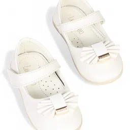 Lil Lollipop Bow Applique Detailed With Velcro Closure Mary Jane Ballerinas - White-picture-36