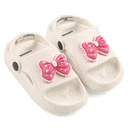 Cute Walk by Babyhug Clogs With Bow Applique - White image 2