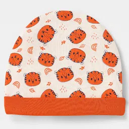 Doodle Poodle Interlock Knit Cap Mittens & Booties Set with Animal Print Pack of 2 Light Blue & Orange - Diameter 11 cm image 2