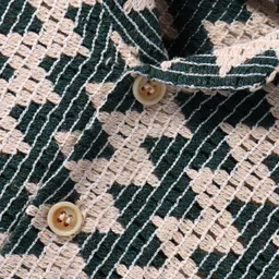 Dapper Dudes Half Sleeves Chervon Embroidered Crochet Shirt - Green image 3