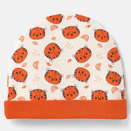 Doodle Poodle Interlock Knit Cap Mittens & Booties Set with Animal Print Pack of 2 Light Blue & Orange - Diameter 11 cm image 3