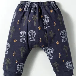 Zero Knit Full Length Diaper Leggings With Animal & Bird Print Pack of 3 - Brown Grey & Navy Blue image 3