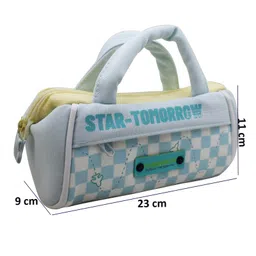 Asera Large Capacity Check Design Pencil Pouch for Kids & Students | Stylish Stationery Organizer with Multiple Compartments & Zippers | School, Office & Return Gift (Blue) image 3