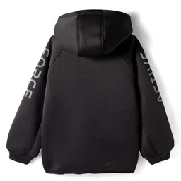 Pine Active Knit Full Sleeves Ultra Comfort Athleisure Jacket With Hoodie & Joggers Set - Black image 4