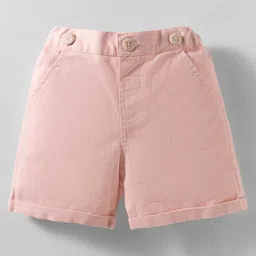 ToffyHouse Cotton Woven Half Sleeves Solid Color Shirt & Shorts Set with Bow & Suspender - Peach & Offwhite image 4