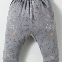 Zero Knit Full Length Diaper Leggings With Animal & Bird Print Pack of 3 - Brown Grey & Navy Blue image 4