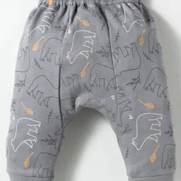 Zero Knit Full Length Diaper Leggings With Animal & Bird Print Pack of 3 - Brown Grey & Navy Blue image 5