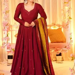 ZAIERRA Women Ethnic Motifs Embroidered Panelled Thread Work Kurta with Palazzos & With Dupatta-picture-13