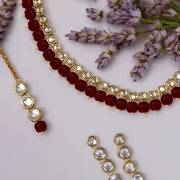 Anouk kundan Studded & Beaded Jewellery Set image 2