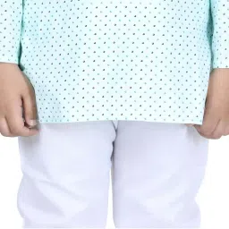 AJ Dezines Kids Blue & White Cotton Printed Full Sleeves Kurta Set image 4
