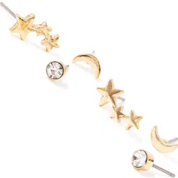 Accessorize London Celestial Golden Stud Earrings - Set of 3 image 4