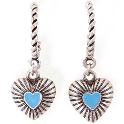 Accessorize London Women's Blue Twisted Hoop Heart Drop Earrings image 4