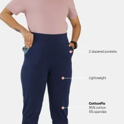 BlissClub Navy Cotton Pencil Pants image 4