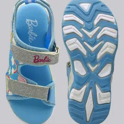 Kidsville Barbie Printed Blue & Grey Floater Sandals image 4