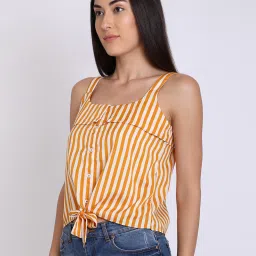Chimpanzee Mustard & Yellow Striped Crop Top image 4