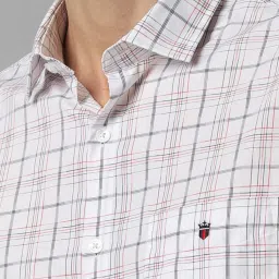 Louis Philippe Sport White Cotton Slim Fit Checks Shirt image 4