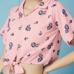 chimpaaanzee Chimpanzee Peach Printed Crop Top image 4