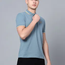 Cantabil Blue Cotton Regular Fit Polo T-Shirt image 4