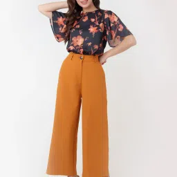 Zink London Orange Regular Fit High Rise Trousers image 4