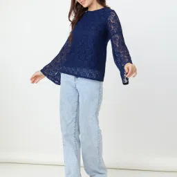 Zink London Navy Lace Top image 4