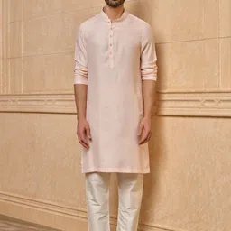 Tasva Men Ethnic Motifs Woven Design Mandarin Collar Regular Kurta with Trousers-picture-13