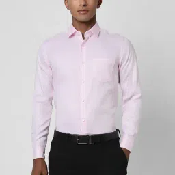 Peter England Pink Cotton Slim Fit Texture Shirt-picture-41