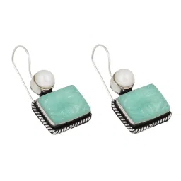 Teejh Ethnic Diti Mint Green Stone & Pearl Drop Earrings image 4