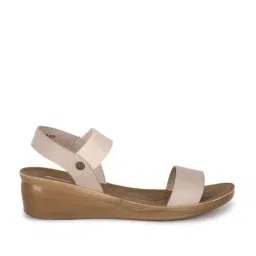 Bata Women's Beige Ankle Strap Wedges-image-24