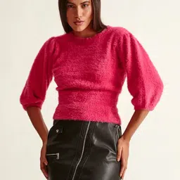Cover Story Fuchsia Cropped Sweater-image-1