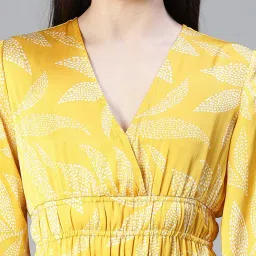 Oxolloxo Yellow Printed A-Line Dress image 4