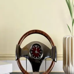 The Artment Brown Solid Wood Surreal Steering Wheel Table Clock-image-29
