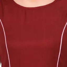 PATRORNA Maroon Regular Fit Peplum Tulip A Line Dress image 4