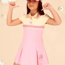 Cutecumber Kids Pink & Cream Embellished Dress-picture-43
