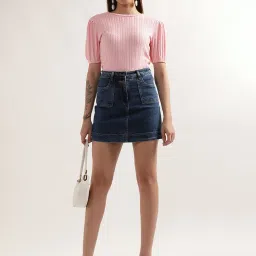 Elle Mid Blue Circular Denim Mini Skirt image 4