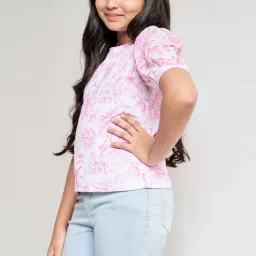 AND girl Pink & White Floral Print Top image 4