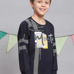 Monte Carlo Kids Navy Printed Full Sleeves T-Shirt image 4