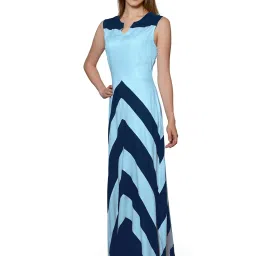 PATRORNA Blue Color-Block Gown image 4