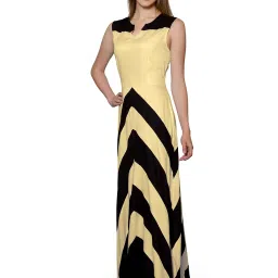 PATRORNA Gold & Black Color-Block Gown image 4