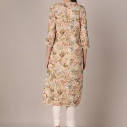 Vaamsi Khaki Floral Print Straight Kurta image 2
