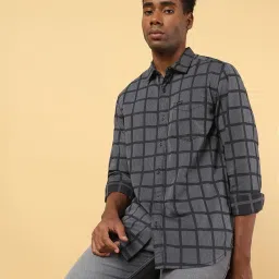 Wrangler Charcoal Black Cotton Regular Fit Checks Shirt image 4