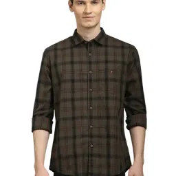 Louis Philippe Brown Cotton Slim fit Checks Shirt-picture-22