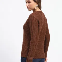 MADAME Brown Self Design Cardigan image 2