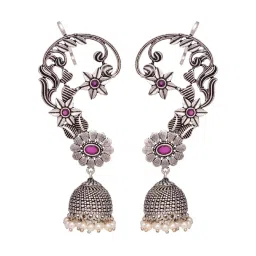 Saraf RS Jewellery Silver design Oxidised Jhumka Earrings image 2