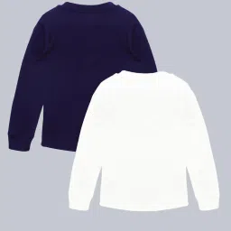Kiddopanti Unisex Navy & White Solid Full Sleeves T-Shirt (Pack Of 2) image 2