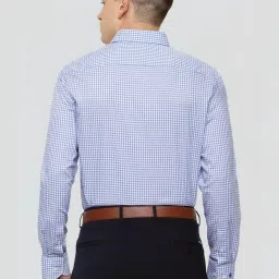Louis Philippe Blue Cotton Regular Fit Checks Shirt image 2
