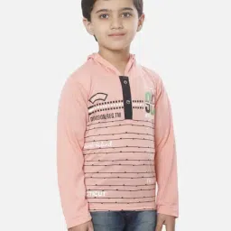 Fourfolds Kids Pink Printed Regular Fit T-Shirt image 4